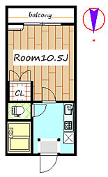 Ｍ‘ｓ　ＩＳＨＩＨＡＲＡ 1階1Kの間取り