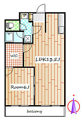 ステージア敷島 2階1LDKの間取り