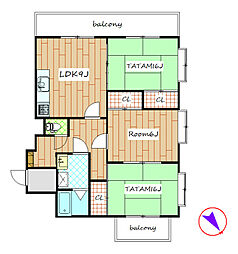 ハイム屋敷前 3LDKの間取図画像