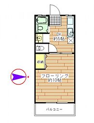 若宮コーポ 1DKの間取図画像