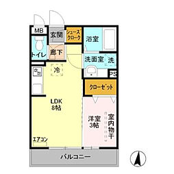 ブルースカイ 1LDKの間取図画像