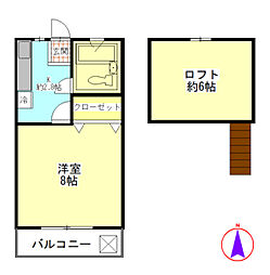 KGハイツ7 1Kの間取図画像