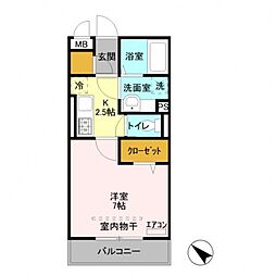 グランディーオ 1Kの間取図画像
