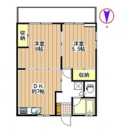 リビングベース 2DKの間取図画像