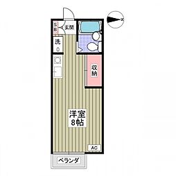 オゼットワールA ワンルームの間取図画像