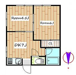 ハイツフレンド高崎3 2DKの間取図画像