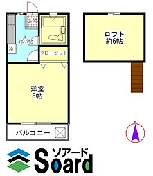 KGハイツ7 1Kの間取図画像