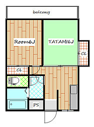 シャンポールF 2DKの間取図画像