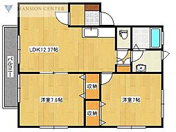 プラセール有楽A 2LDKの間取図画像