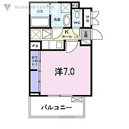 コンフォール 1Kの間取図画像