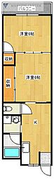 タカタハイツ江南 2Kの間取図画像