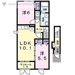 メイプルヴィラ 2LDKの間取図画像