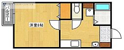 リエート東中島 1Kの間取図画像