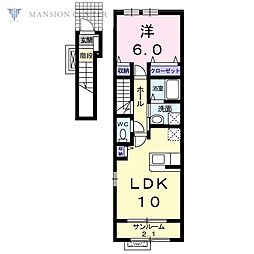 プルメリア4 1LDKの間取図画像