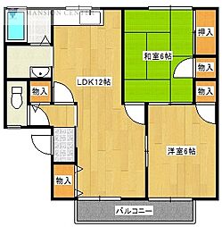 プルミエール萌木野 2LDKの間取図画像