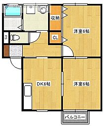 オーディアス3 2DKの間取図画像