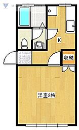 シルフィードハウスB棟 1Kの間取図画像