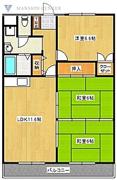 メゾン・はなみずきB棟 3LDKの間取図画像