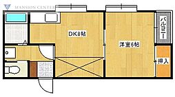 リバティーハイツ東栄町 1DKの間取図画像
