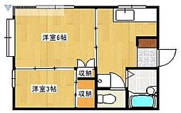 コーポさつき 2Kの間取図画像