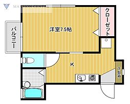 メゾンテリー 1Kの間取図画像