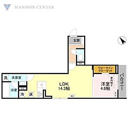 D-ROOM東明 1LDKの間取図画像