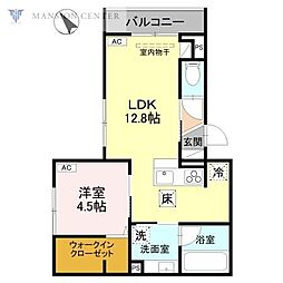 D-ROOM東明 1LDKの間取図画像