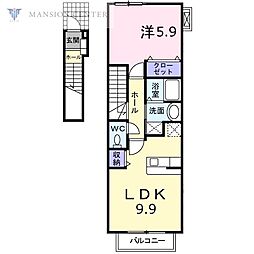 トゥインクルタウンM1 1LDKの間取図画像