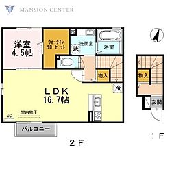 グランステージ上木戸A 1LDKの間取図画像