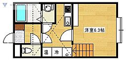 グリーンヒルズ 1Kの間取図画像