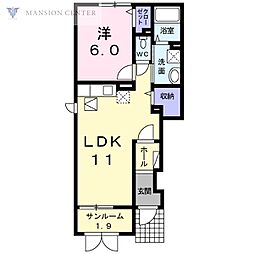 ユーストマ尾山2 1LDKの間取図画像