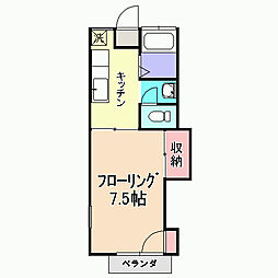 ライフアップ東海2 1Kの間取図画像