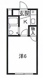 ベルエール白邸 1階1Kの間取り