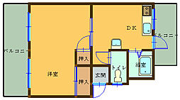 マンション和歌山 3階1LDKの間取り