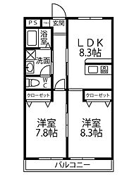 メゾン・ド・HIRO 2LDKの間取図画像