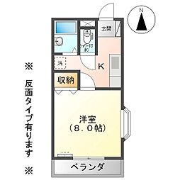 しなの鉄道 信濃国分寺駅 徒歩20分の賃貸アパート 1階1Kの間取り