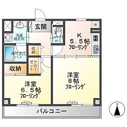 ローズマンション 5階2Kの間取り