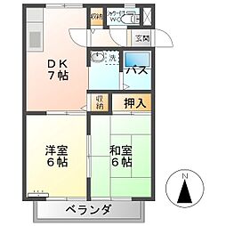 サンライフ千曲 2DKの間取図画像