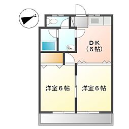 上田電鉄別所線 大学前駅 徒歩7分の賃貸アパート 2階2DKの間取り