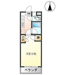 ドミール緑が丘 1Kの間取図画像