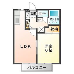 フォルテ丸子C棟 2階1LDKの間取り