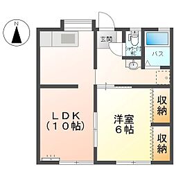 そら風緑ヶ丘 1LDKの間取り