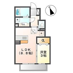 JR北陸新幹線 上田駅 徒歩32分の賃貸アパート 1階1LDKの間取り