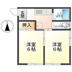 しなの鉄道 信濃国分寺駅 徒歩24分の賃貸アパート 1階2Kの間取り