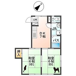 しなの鉄道 滋野駅 徒歩26分の賃貸アパート 1階2DKの間取り