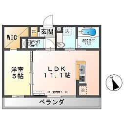 トリシア横町WEST 2階1LDKの間取り