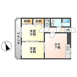 しなの鉄道 信濃国分寺駅 徒歩24分の賃貸マンション 3階2DKの間取り