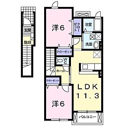 エクセレント・クレオパトラ　D 2階2LDKの間取り