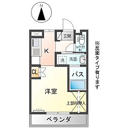 BRANDNEW常田 3階1Kの間取り