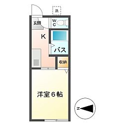 シティハイム山崎・A 1Kの間取図画像